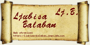 Ljubiša Balaban vizit kartica